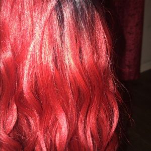 This is a beautiful black and red lace frontal good quality, magic lace